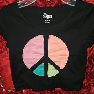 Circo Girls Black Peace Sign T-Shirt Size 7/8